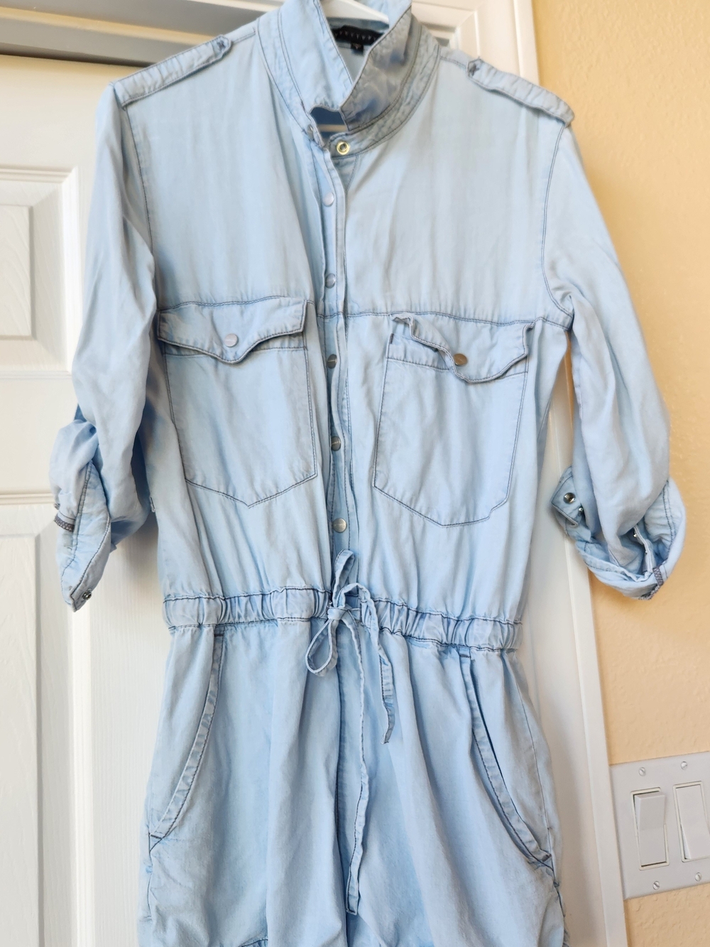 Sanctuary Light Blue Shirt  Denim Utility Jumpsuit. Size Small Gently Used